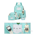 2022 grande capacité Top Fashion mignon pas cher 5pcs Toile de voyage sac à dos sac à dos ensemble pour les adolescents filles